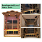 The Ignis 2-Person Ultra-Low EMF Mahogany Outdoor Infrared Sauna with Bluetooth Speakers