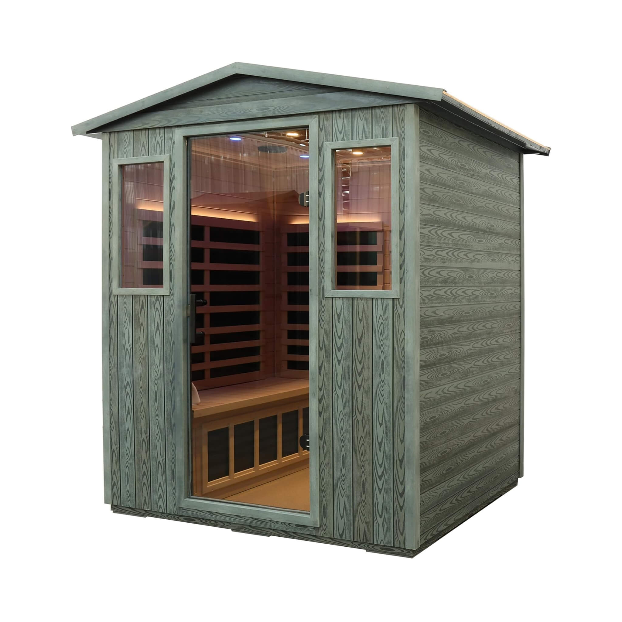 The Eterna 4-Person Full-Spectrum Low EMF Carbonized Composite Infrared Sauna Room with Bluetooth Speakers