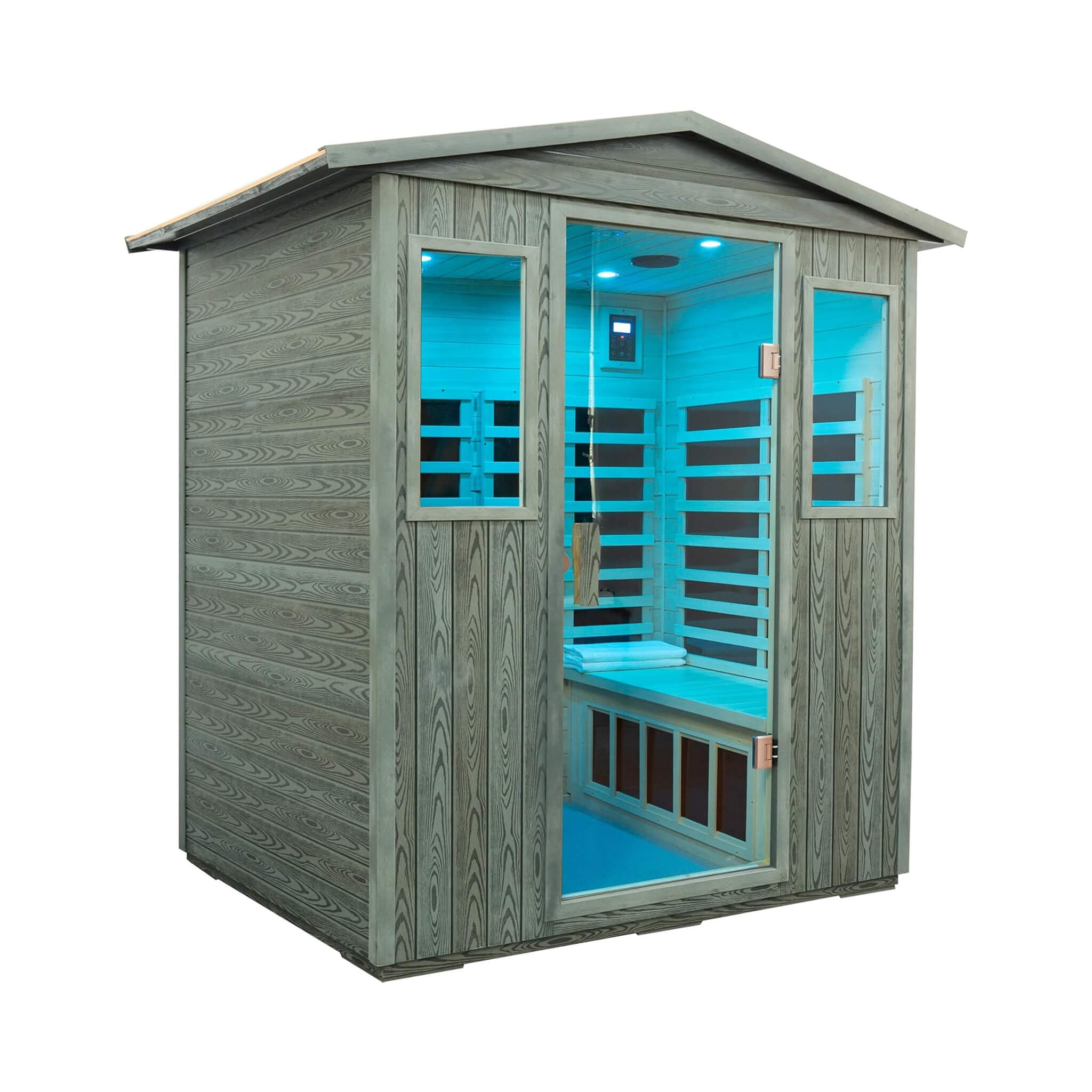 The Eterna 4-Person Full-Spectrum Low EMF Carbonized Composite Infrared Sauna Room with Bluetooth Speakers