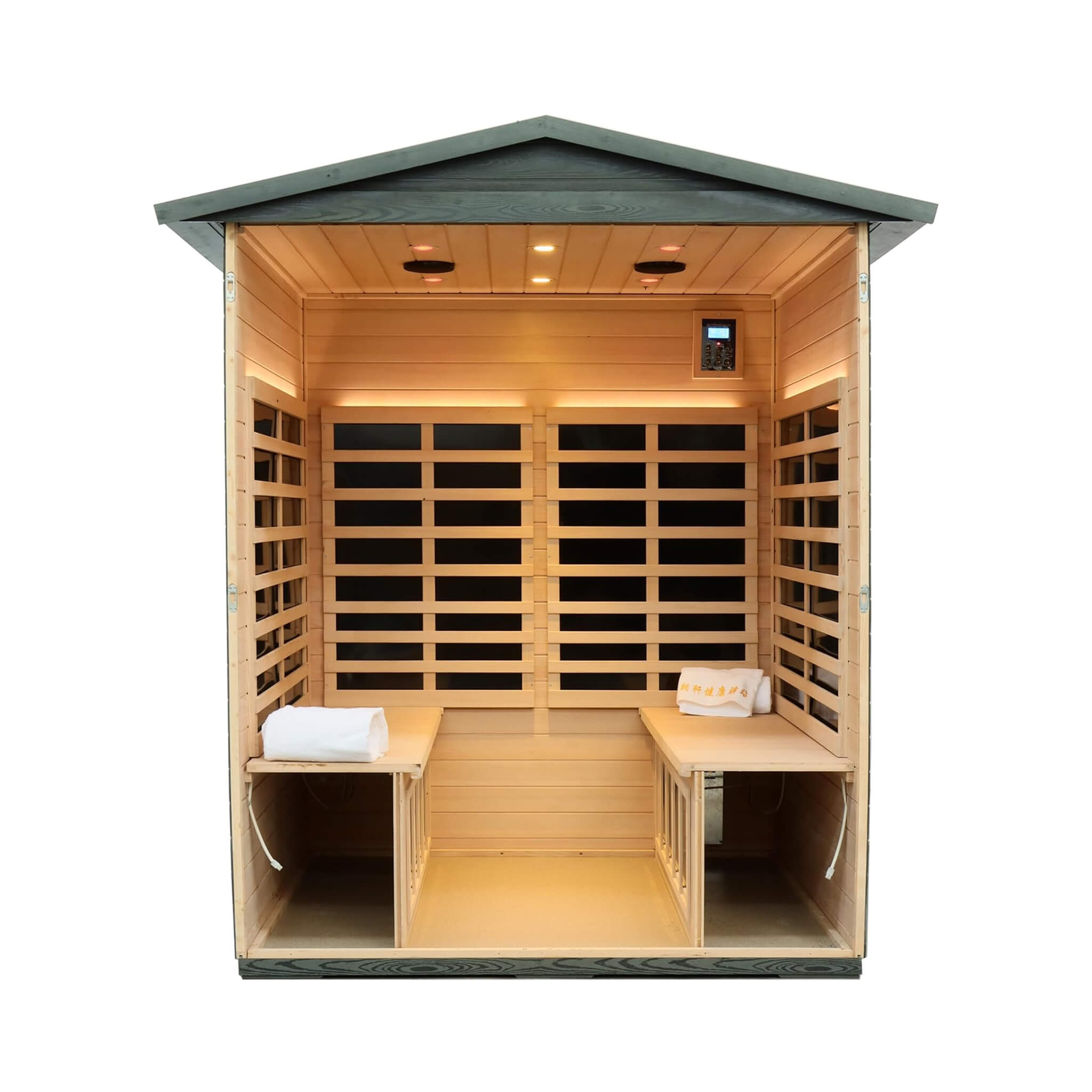 The Eterna 4-Person Full-Spectrum Low EMF Carbonized Composite Infrared Sauna Room with Bluetooth Speakers