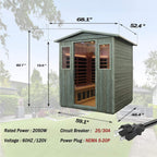 The Eterna 4-Person Full-Spectrum Low EMF Carbonized Composite Infrared Sauna Room with Bluetooth Speakers
