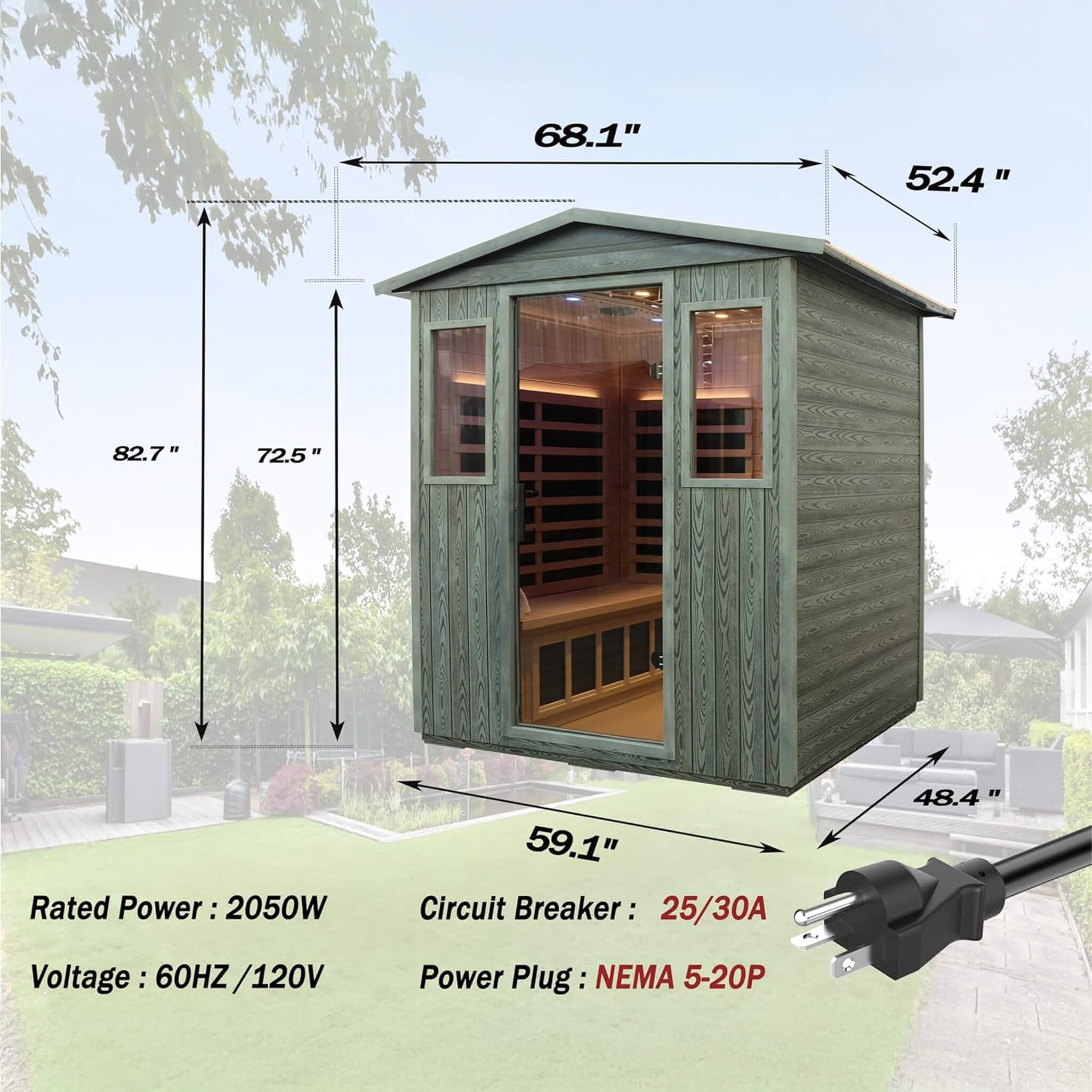 The Eterna 4-Person Full-Spectrum Low EMF Carbonized Composite Infrared Sauna Room with Bluetooth Speakers