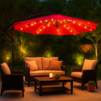 10 FT Solar LED Offset Cantilever Patio Umbrella with lights