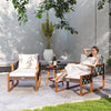 5 Pieces Patio Furniture Set - PE Rattan Outdoor Conversation Set with Acacia Wood