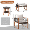 5 Pieces Patio Furniture Set - PE Rattan Outdoor Conversation Set with Acacia Wood