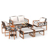 7 Piece Patio Furniture Set - PE Wicker Acacia Wood Outdoor Conversation Set
