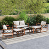 7 Piece Patio Furniture Set - PE Wicker Acacia Wood Outdoor Conversation Set