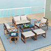 7 Piece Patio Furniture Set - PE Wicker Acacia Wood Outdoor Conversation Set