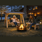 Wooden Porch Swing with Canopy