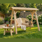 Wooden Porch Swing with Canopy