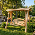 Wooden Porch Swing with Canopy