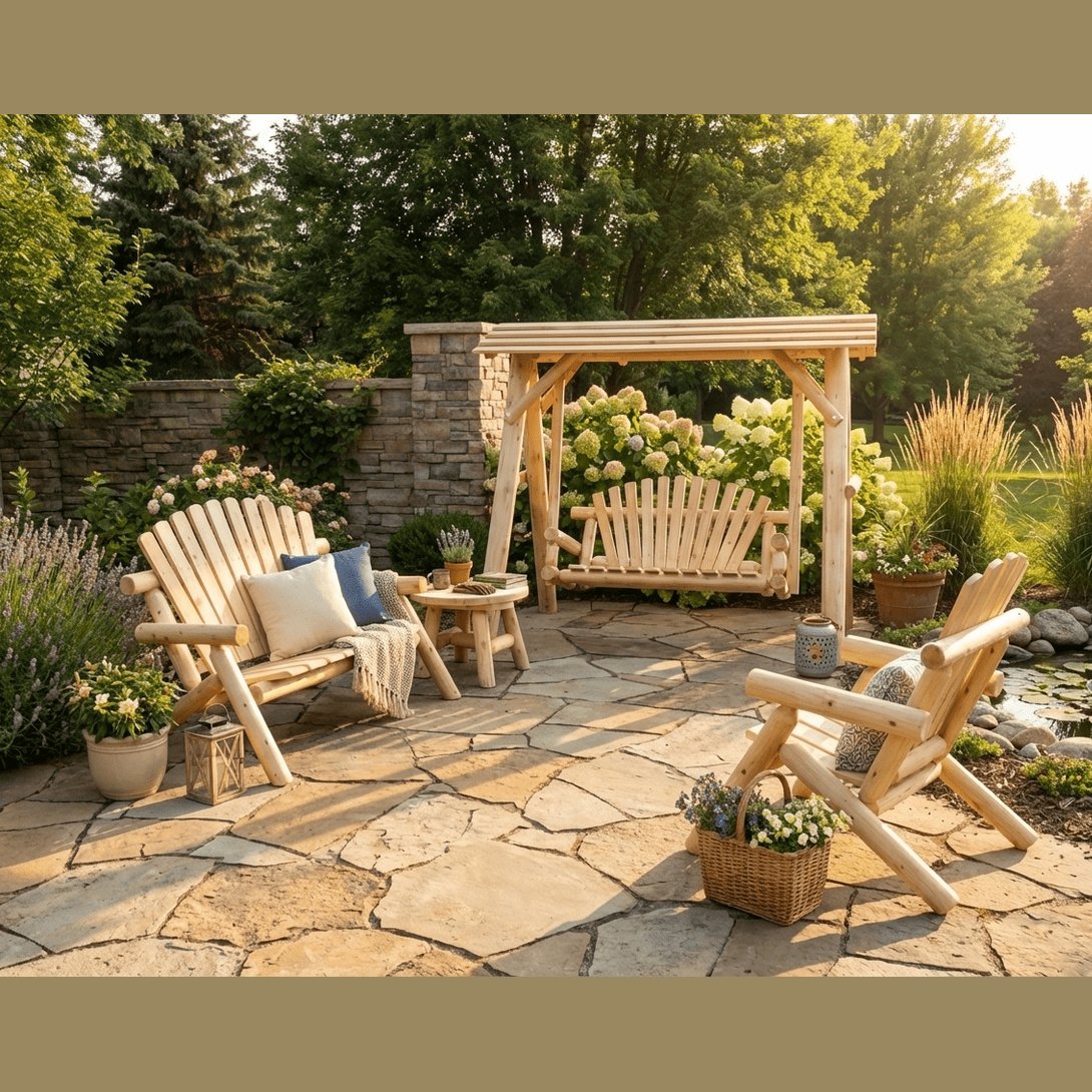 Wooden Porch Swing with Canopy