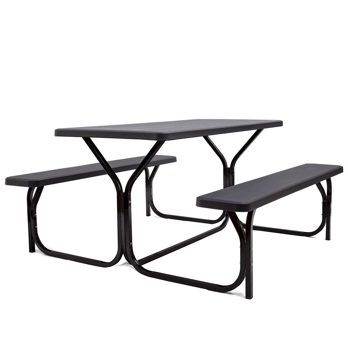 HDPE Outdoor Picnic Table Bench Set with Metal Base - available in 5 colors